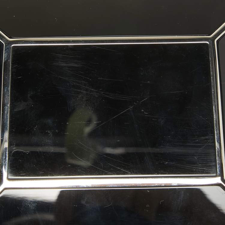 Pre Owned Salvatore Ferragamo Black Metal Plexiglass Dolly Box Clutch