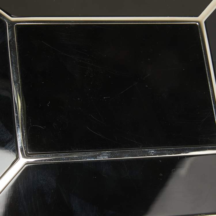 Pre Owned Salvatore Ferragamo Black Metal Plexiglass Dolly Box Clutch