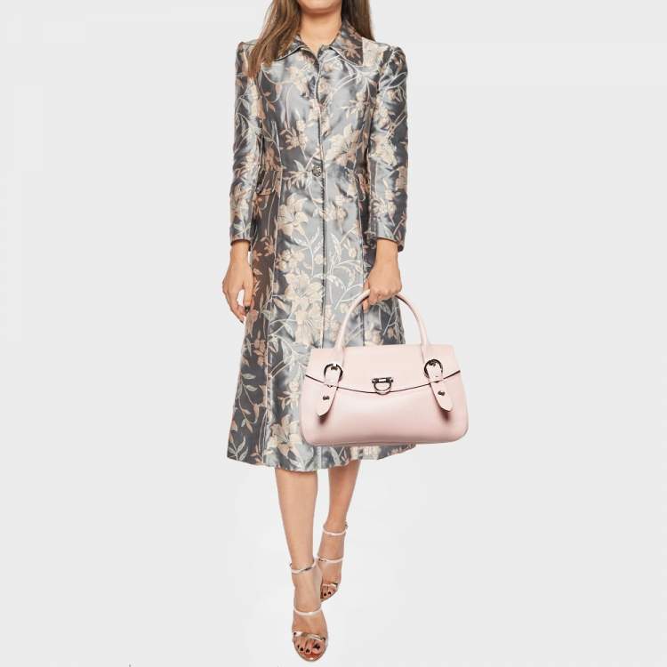 Pre Owned Salvatore Ferragamo Pink Leather Gancini Satchel