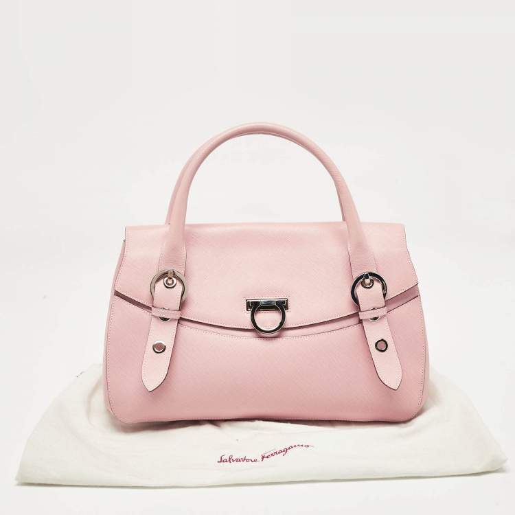 Pre Owned Salvatore Ferragamo Pink Leather Gancini Satchel