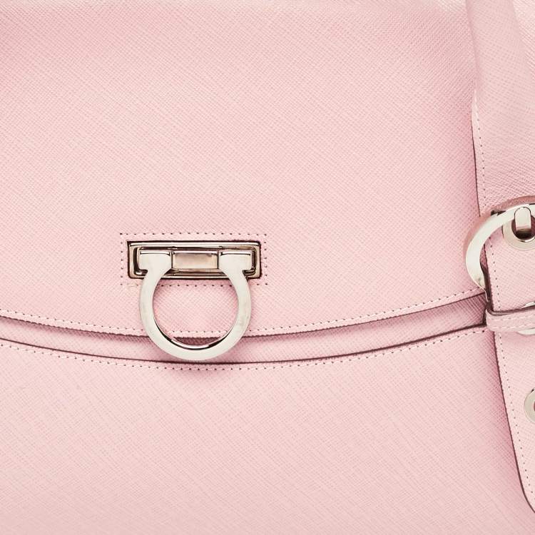 Pre Owned Salvatore Ferragamo Pink Leather Gancini Satchel