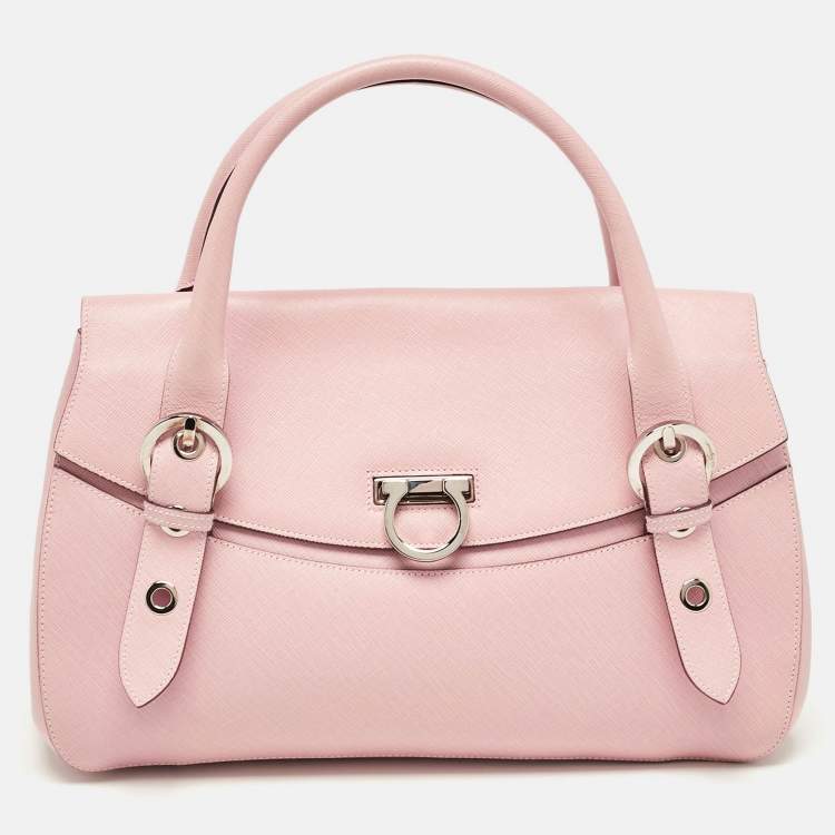 Pre Owned Salvatore Ferragamo Pink Leather Gancini Satchel