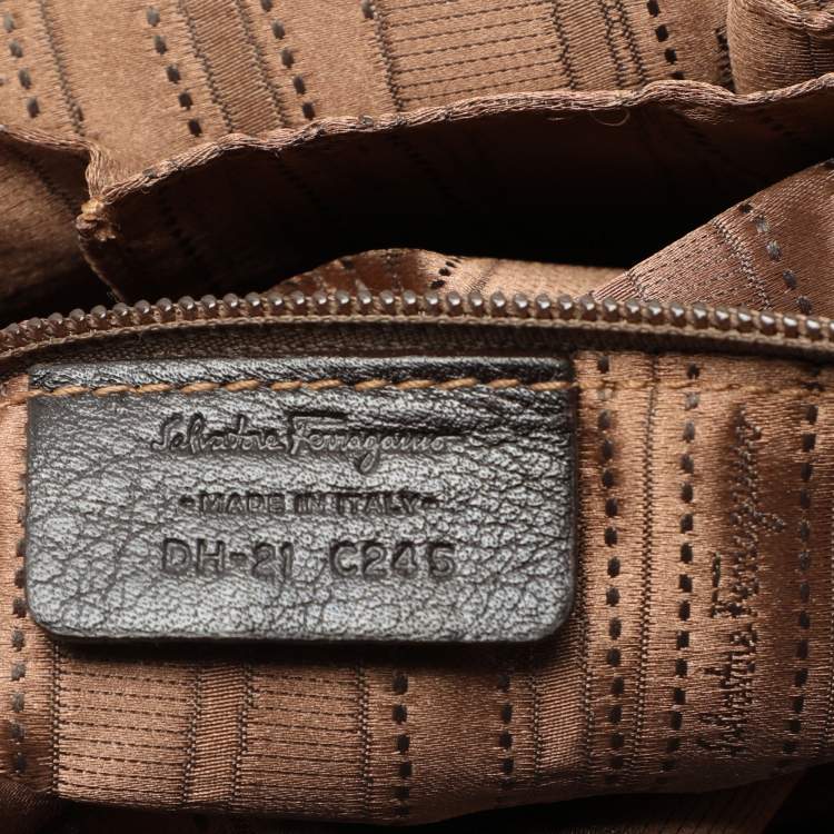 Pre Owned Salvatore Ferragamo Brown Two Tone Leather W Satchel