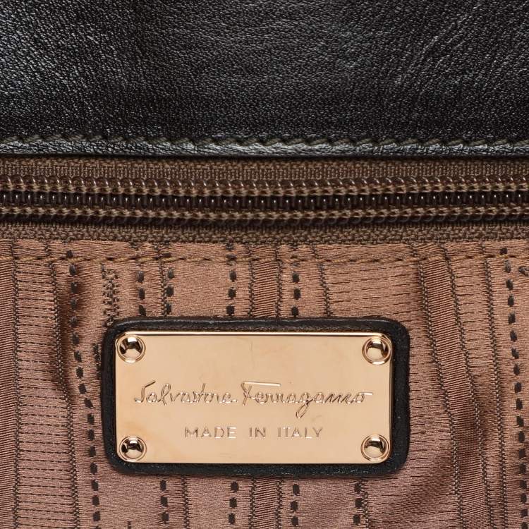 Pre Owned Salvatore Ferragamo Brown Two Tone Leather W Satchel