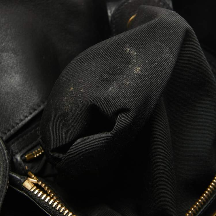 Pre Owned Salvatore Ferragamo Black Leather Sheba Chain Tote
