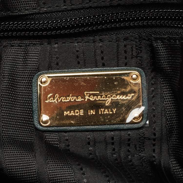 مملوكة مسبقًا Salvatore Ferragamo Dark Green Leather Fanisa Hobo