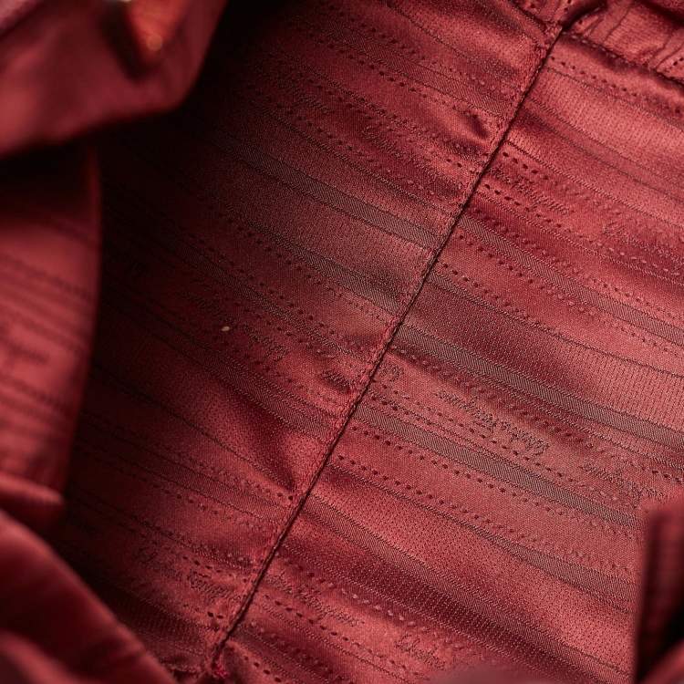 Pre Owned Salvatore Ferragamo Burgundy Bow Drawstring Tote