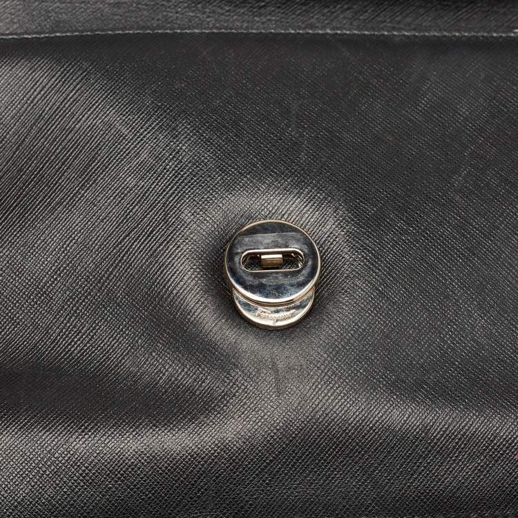 Pre Owned Salvatore Ferragamo Black Leather Vara Bow Chain Shoulder Bag
