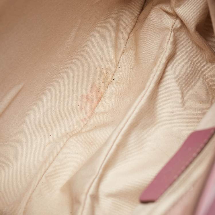 Pre Owned Salvatore Ferragamo Pink Leather and Suede Gancini Pocket Shoulder Bag