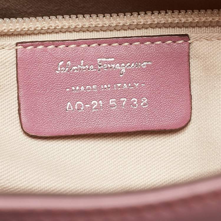 Pre Owned Salvatore Ferragamo Pink Leather and Suede Gancini Pocket Shoulder Bag