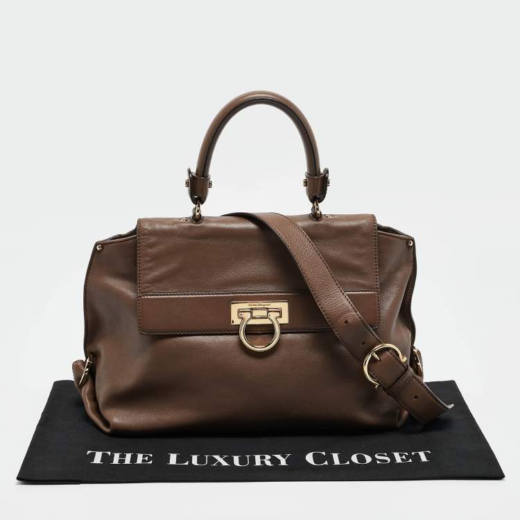 Pre Owned Salvatore Ferragamo Beige Leather Medium Sofia Top Handle Bag