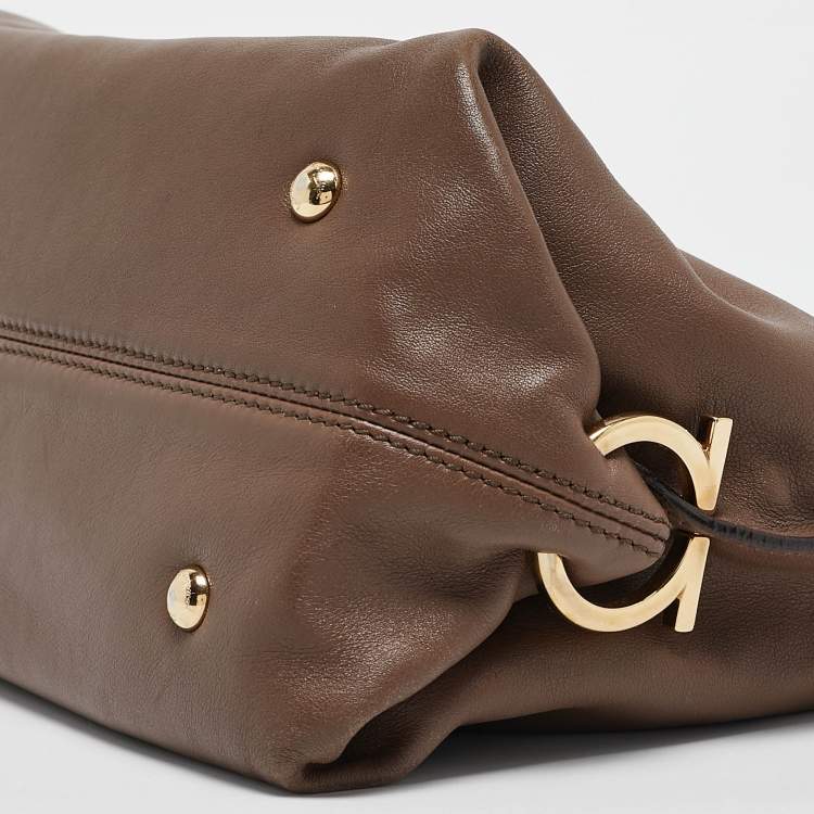 Pre Owned Salvatore Ferragamo Beige Leather Medium Sofia Top Handle Bag