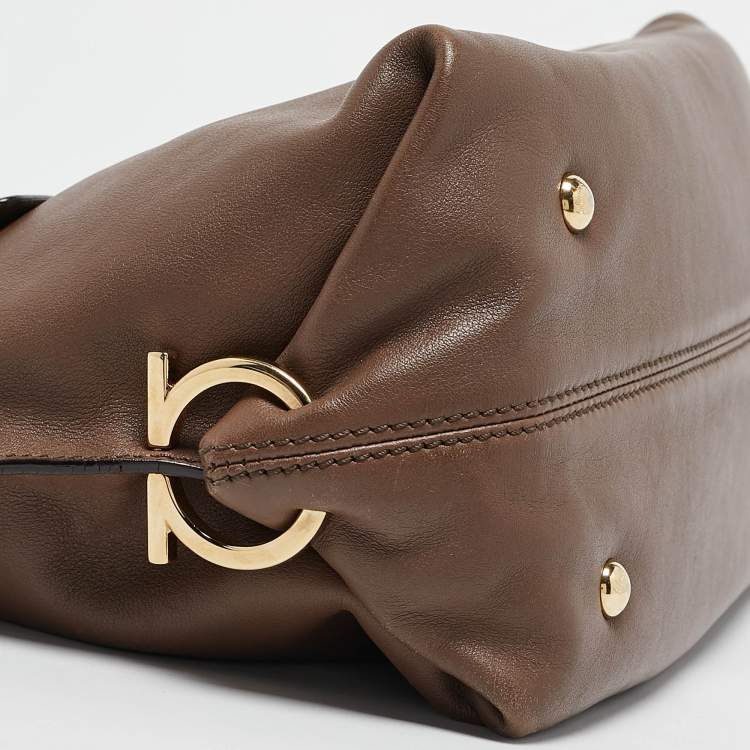 Pre Owned Salvatore Ferragamo Beige Leather Medium Sofia Top Handle Bag