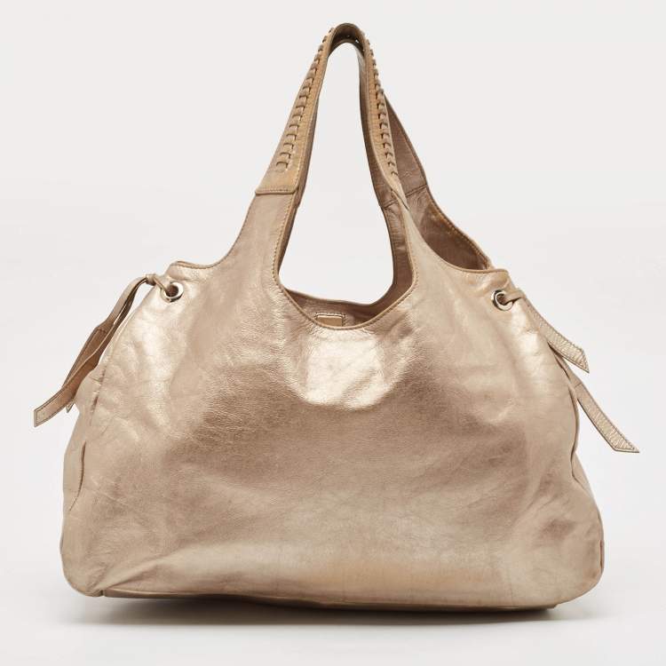 Pre Owned Salvatore Ferragamo Metallic Leather Tote