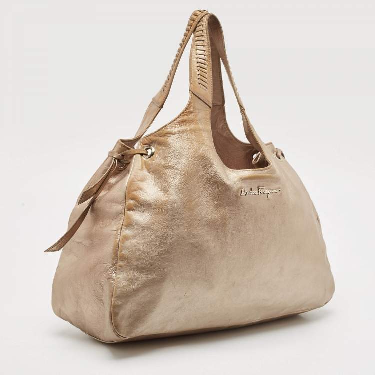 Pre Owned Salvatore Ferragamo Metallic Leather Tote