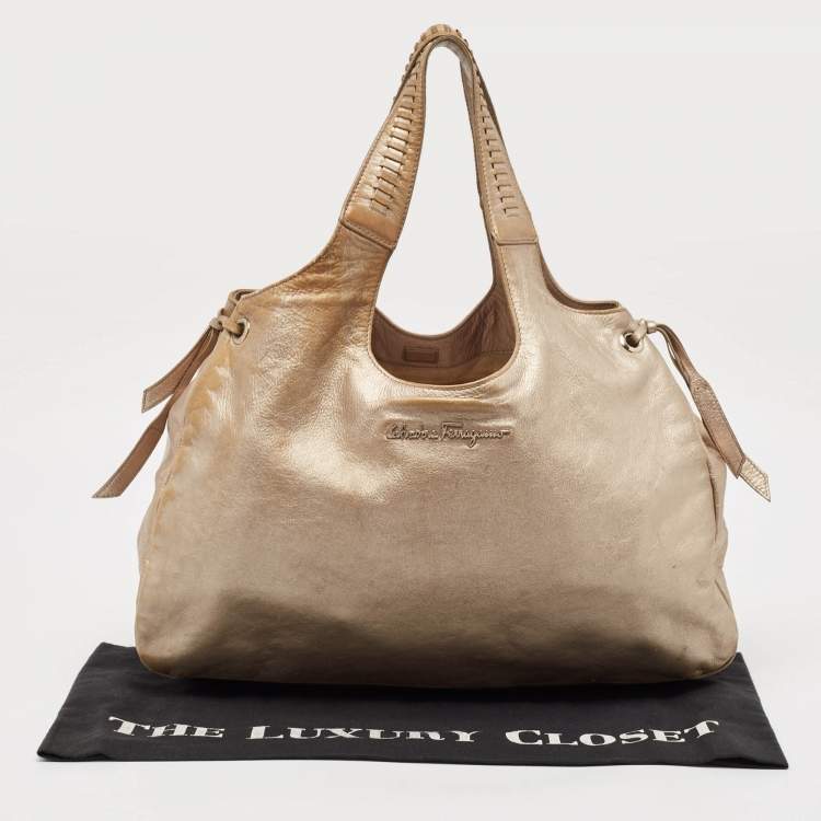 Pre Owned Salvatore Ferragamo Metallic Leather Tote