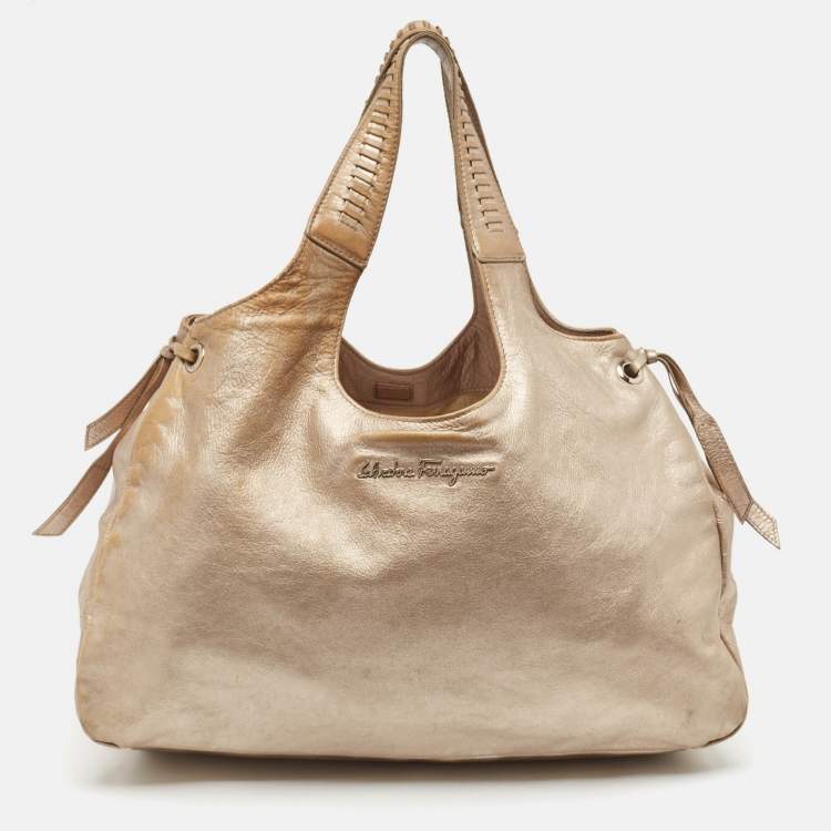 Pre Owned Salvatore Ferragamo Metallic Leather Tote