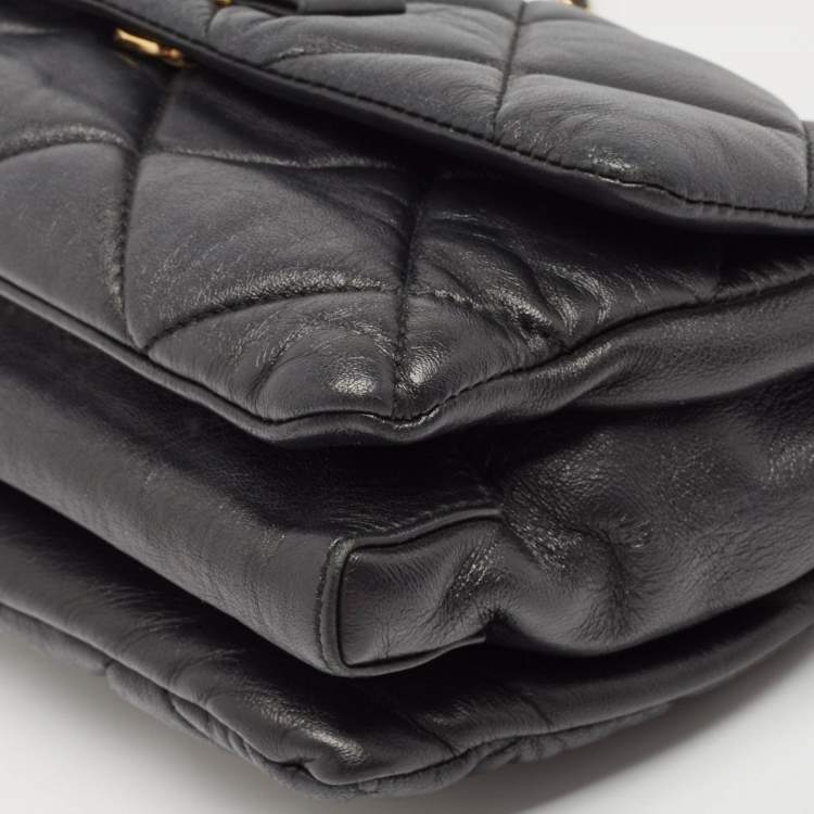 Pre Owned Salvatore Ferragamo Black Quilted Leather Vara Bow Shoulder Bag