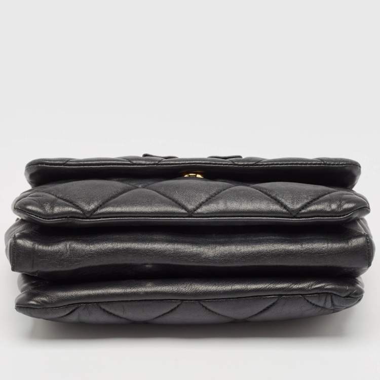Pre Owned Salvatore Ferragamo Black Quilted Leather Vara Bow Shoulder Bag