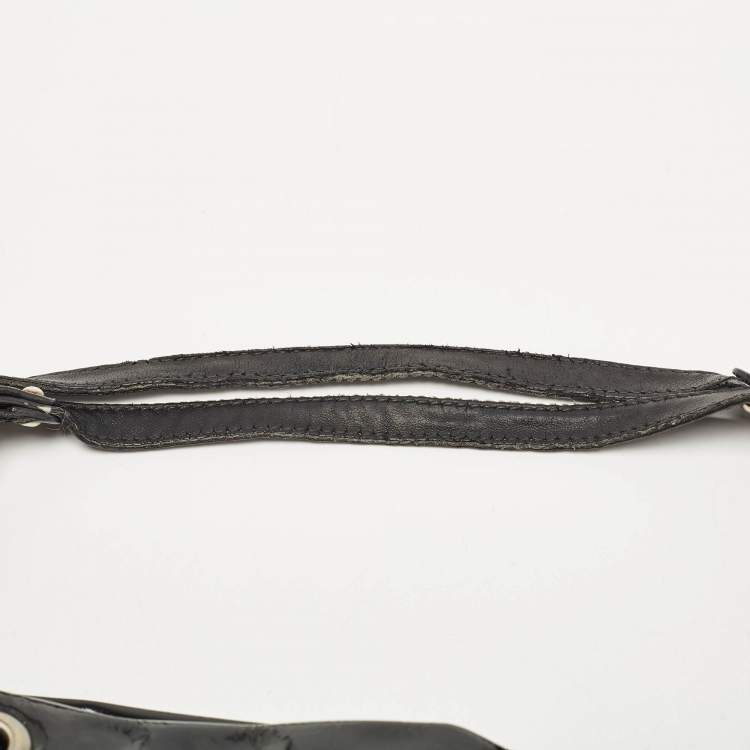 Pre Owned Salvatore Ferragamo Black Patent and Leather Bow Chain Tote