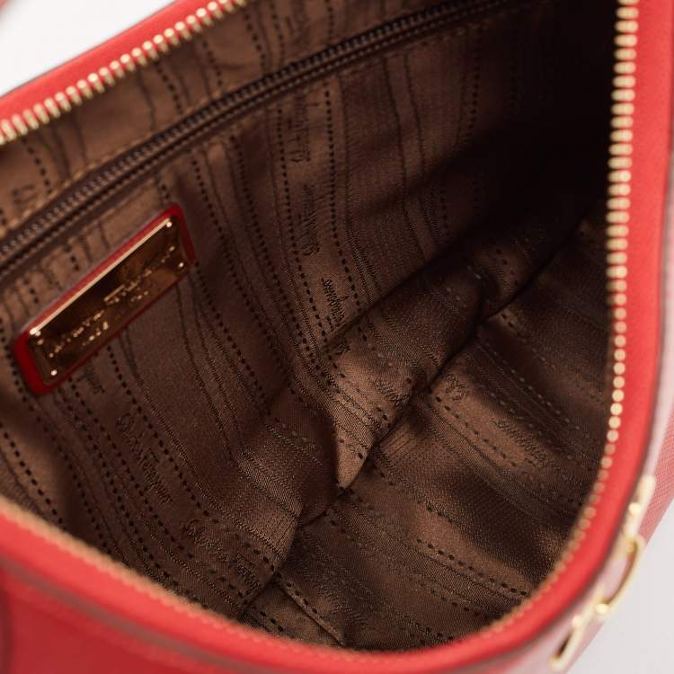 Pre Owned Salvatore Ferragamo Red Leather Gancini Romana Hobo