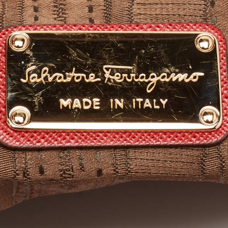 Pre Owned Salvatore Ferragamo Red Leather Gancini Romana Hobo