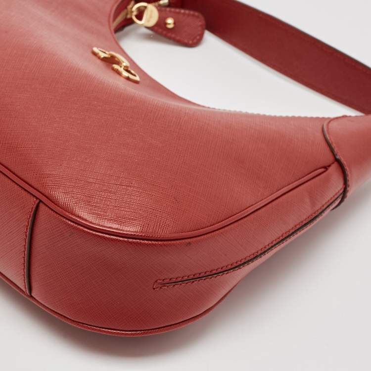 Pre Owned Salvatore Ferragamo Red Leather Gancini Romana Hobo