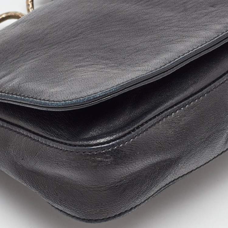 مملوكة مسبقًا Salvatore Ferragamo Black Leather Chain Flap Shoulder Bag