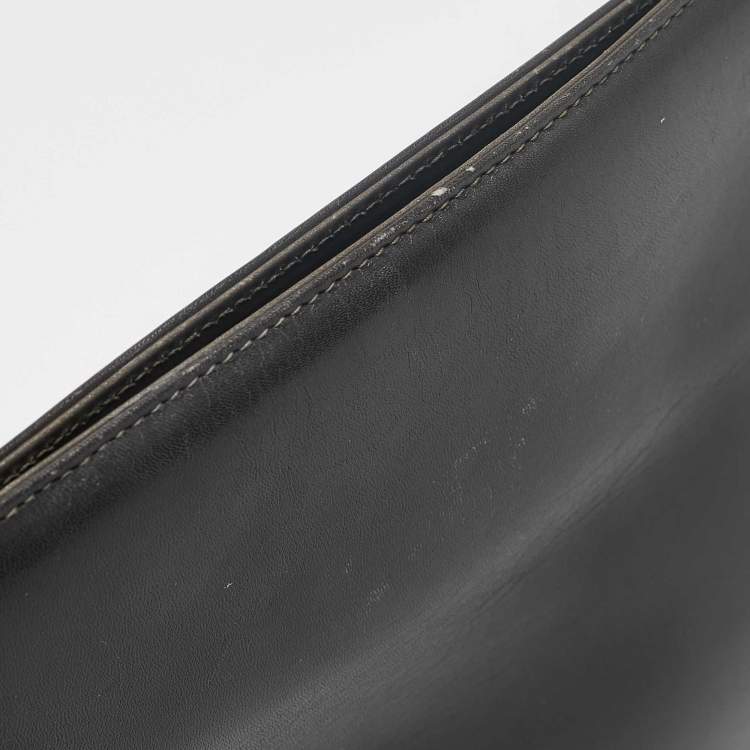Pre Owned Salvatore Ferragamo Dark Grey Leather Clutch