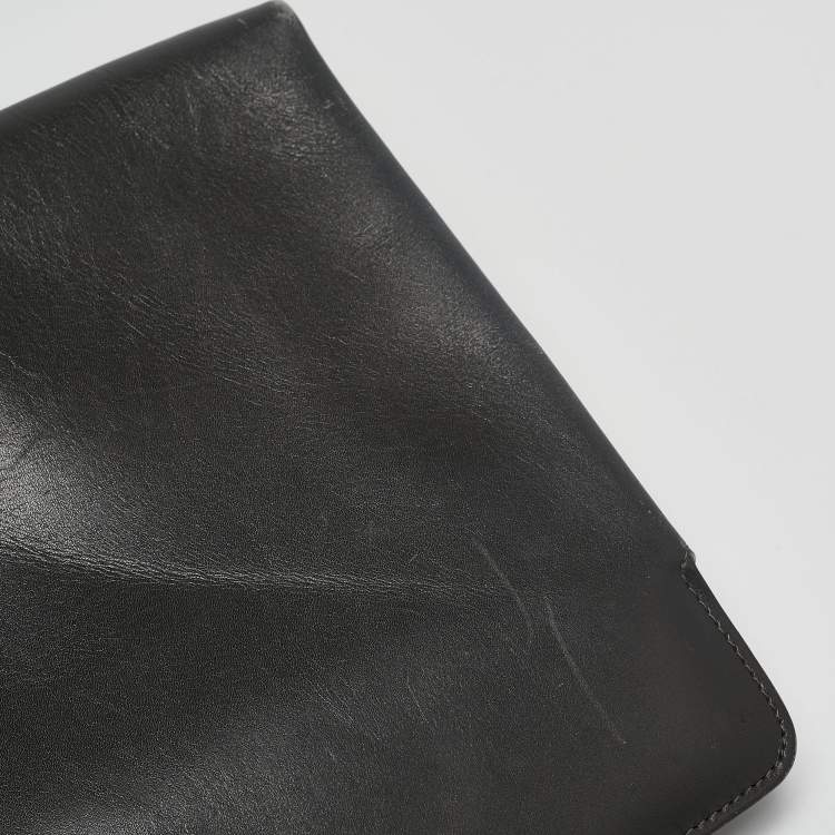 Pre Owned Salvatore Ferragamo Dark Grey Leather Clutch