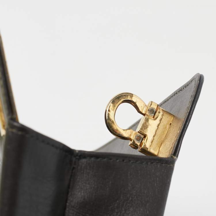 Pre Owned Salvatore Ferragamo Dark Grey Leather Clutch
