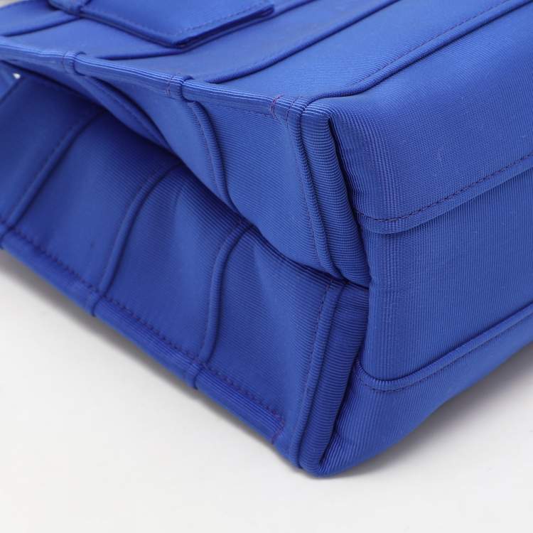 Pre Owned Salvatore Ferragamo Blue Logo Print Nylon Tote