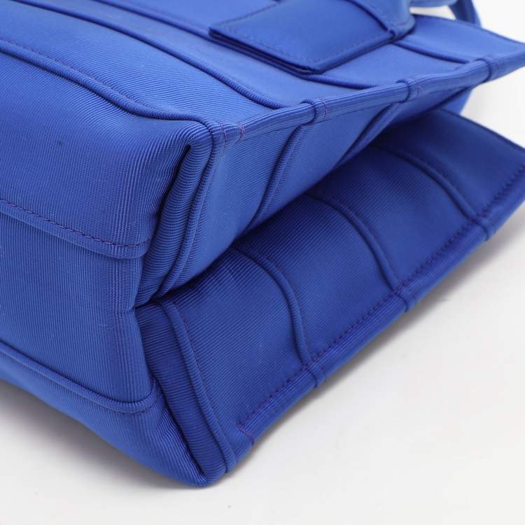Pre Owned Salvatore Ferragamo Blue Logo Print Nylon Tote