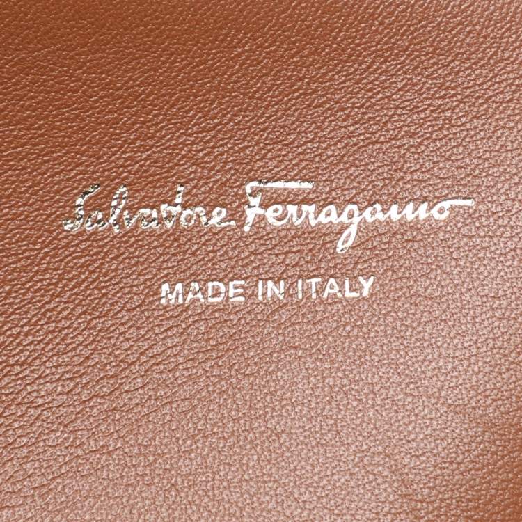 Pre Owned Salvatore Ferragamo Beige/Brown Canvas and Leather Medium The Studio Tote
