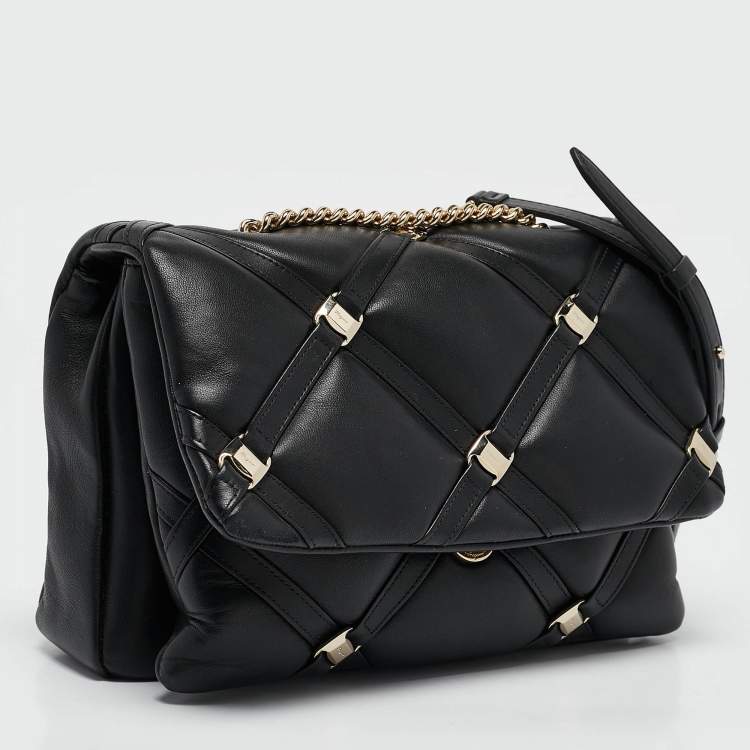 Pre Owned Salvatore Ferragamo Black Quilted Leather Vara Soft Shoulder Bag
