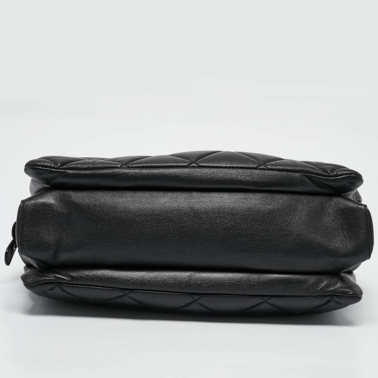 Pre Owned Salvatore Ferragamo Black Quilted Leather Ginette Chain Shoulder Bag