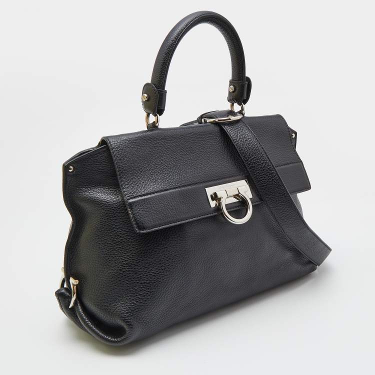مملوكة مسبقًا Salvatore Ferragamo Black Leather Medium Sofia Top Handle Bag