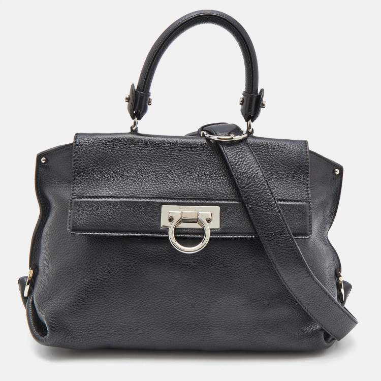 مملوكة مسبقًا Salvatore Ferragamo Black Leather Medium Sofia Top Handle Bag