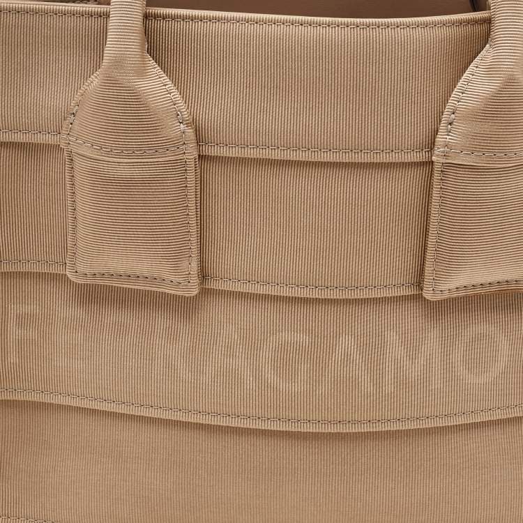 Pre Owned Salvatore Ferragamo Beige Signature Fabric Logo Small Tote