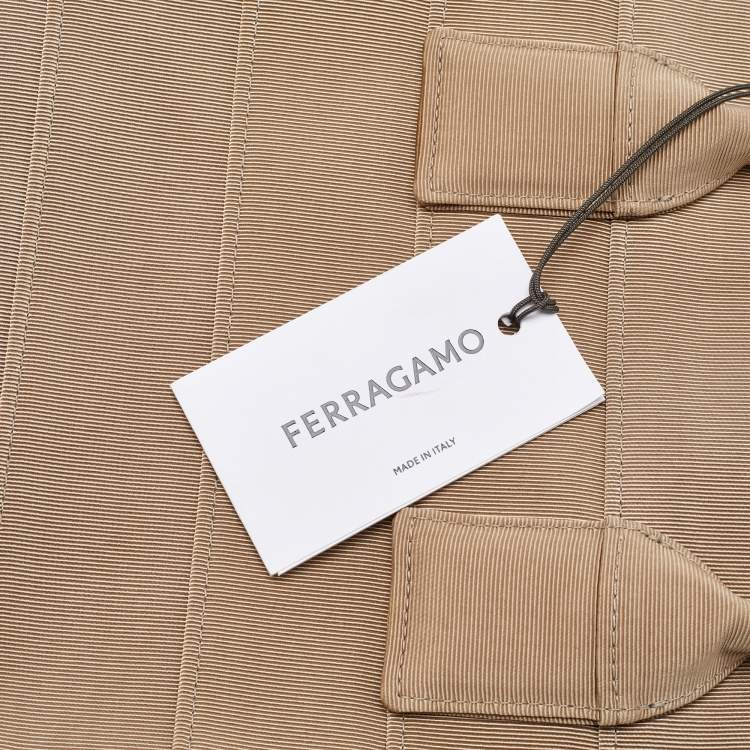 Pre Owned Salvatore Ferragamo Beige Signature Fabric Logo Small Tote