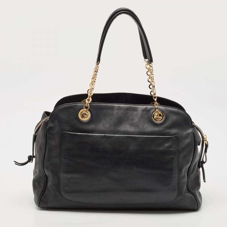 Pre Owned Salvatore Ferragamo Black Leather Aline Shoulder Bag