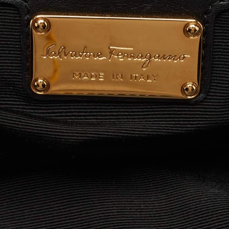 Pre Owned Salvatore Ferragamo Black Leather Aline Shoulder Bag