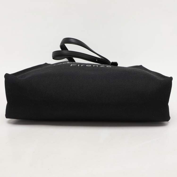 Pre Owned Salvatore Ferragamo Black Canvas and Leather Shopper Tote