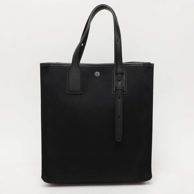 Pre Owned Salvatore Ferragamo Black Canvas and Leather Shopper Tote