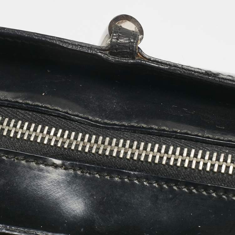 Pre Owned Salvatore Ferragamo Black/Clear Patent Leather and PVC Satchel