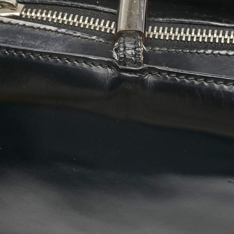 Pre Owned Salvatore Ferragamo Black/Clear Patent Leather and PVC Satchel