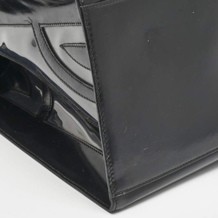 Pre Owned Salvatore Ferragamo Black/Clear Patent Leather and PVC Satchel