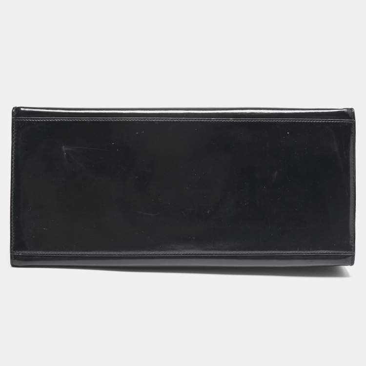 Pre Owned Salvatore Ferragamo Black/Clear Patent Leather and PVC Satchel