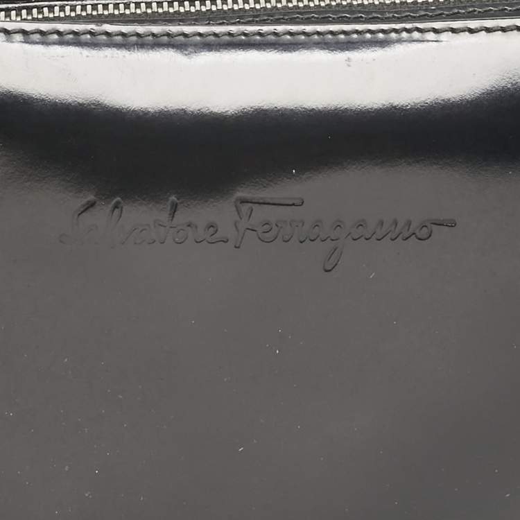 Pre Owned Salvatore Ferragamo Black/Clear Patent Leather and PVC Satchel