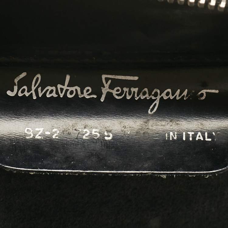 Pre Owned Salvatore Ferragamo Black/Clear Patent Leather and PVC Satchel